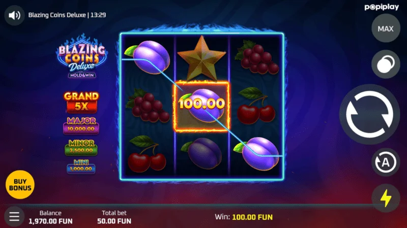 Blazing Coins Deluxe fitim në lojën bazë